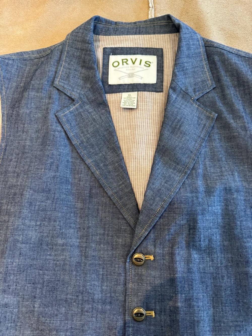Moving Sale - Orvis - Men's Blue Chambray Vest